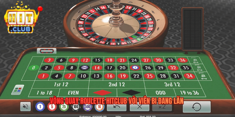 Vòng quay Roulette Hitclub với viên bi đang lăn